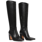 Load image into Gallery viewer, Oiamenne Knee High Boots for Women Soft Square Toe Chunky Heel Tall Boots Comfortable Wide Calf Long Boots with Side Zipper,Black Size 8.5
