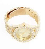 Load image into Gallery viewer, Charles Raymond Women's Big Rocks Bezel Colored Dial with Roman Numerals Fully Iced Out Watch - ST10327LA (Gold-Gold)

