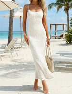 Load image into Gallery viewer, ZESICA Women's Summer Floral Spaghtti Straps Midi Dress 2026 Bodycon Sleeveless Square Neck Casual Beach Long Dresses White Medium
