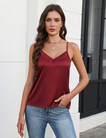 Load image into Gallery viewer, Avidlove Womens Silk Satin Camisole Tank Tops V Neck Adjustable Spaghetti Strap Cami Soft Summer Basic Tank Shirt Wine Red
