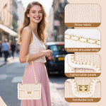 Load image into Gallery viewer, OWGSEE Straw Crossbody Bags for Women Summer Pearl Straw Clutch Purse Woven Shoulder Bag Vacation Handbags (Medium)
