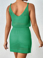 Load image into Gallery viewer, Dokotoo Swimsuit Women Cover Up 2025 Summer Casual Scoop Neck Sleeveless Crochet Hollow Out Womens Spaghetti Straps Knit Dress Beach Sweater Clothes Swimwear Hawaiian Dresses Dark Green Medium
