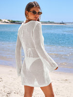 Load image into Gallery viewer, ANRABESS Women Beach Crochet Cover Ups Summer Knit Swimwear Mesh Bathing Suit Hollow Out Dress 2025 Vacation Swimsuit White
