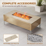 Load image into Gallery viewer, Grand patio 9-Piece Patio Furniture Set with 47" Fire Pit Table, Outdoor Conversation Set &amp; 50,000 BTU 47 Inch Rectangle Propane Fire Pit &amp; Storage Box with Water Resistant Thick Cushions, Cream
