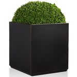 Load image into Gallery viewer, Wallowa Metallic Heavy Cube Planter Box, No Assemble, Seamless Large Square Planter for Trees, Plants and Flowers 21”Lx21”Wx24”H 35Pounds Black with Hand Brushed Gold Rim
