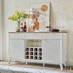 Load image into Gallery viewer, OKD Fluted Wine Bar Cabinet for Liquor, 60&quot; Modern Coffee Bar Cabinet w/Wine &amp; Glass Rack, Large Buffet Sideboard w/ 3 Storage Drawers &amp; Adjustable Shelves for Home, Dining Room, Kitchen, Solid White
