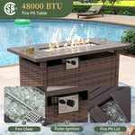 Load image into Gallery viewer, Aoxun 8 Piece Patio Furniture Set with 44” Fire Pit Table Wicker Rattan Outdoor Sectional Sofa Set with Coffee Table and Thickened Cushions, Beige (Waterproof Cover Included)

