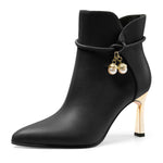 Load image into Gallery viewer, GOFOURTHAT Booties for Women Kitten Heels Pointed Toe Womens Ankle Boots Side Zipper Casual Party Office Dressy Shoes 3 Inch Black Matte Size 9
