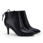 Load image into Gallery viewer, Womens Pointed Toe Heels Ankle Booties Kitten Stiletto Bowtie Strappy Fall Dress Boots Shoes
