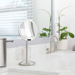 Load image into Gallery viewer, simplehuman Sensor Mirror, 5&quot; Round Rechargeable Mini Travel Makeup Mirror, 10x Magnification, Brushed Stainless Steel
