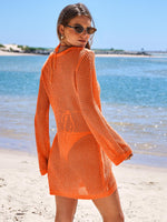 Load image into Gallery viewer, ANRABESS Women Beach Crochet Cover Ups Summer Knit Swimwear Mesh Bathing Suit Hollow Out Dress 2025 Vacation Swimsuit Orang
