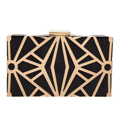 CARIEDO Women Evening Bag Elegant Clutch Purse Exquisite Velvet Metal Hollow out Handbags Prom Wedding Party (black)
