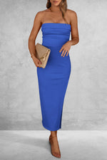 Load image into Gallery viewer, PRETTYGARDEN Women's Summer Bodycon Maxi Tube Dress Ribbed Strapless Side Slit Long Going Out Casual Elegant Party Dresses (Blue,Small)

