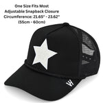 Load image into Gallery viewer, VINTAGE HAVANA Black Trucker Hats Women White Pearl Embellished Star &amp; Rope | Mesh Adjustable Snapback Hat | Men Women Baseball Cap
