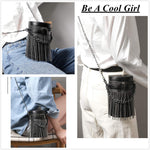 Load image into Gallery viewer, FONETTOS Y2K Punk Bag Tassel Totes Gothic Fringe Bag Women Shoulder Funky Bags Sourpuss Rock Fashion Crossbody Handbag
