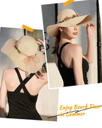 Load image into Gallery viewer, Beach Hats for Women, Wide Brim Sun Straw Hat for Women, Sun Hat UPF 50+ UV Protection
