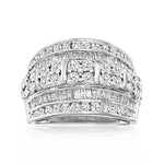 Load image into Gallery viewer, Ross-Simons 2.00 ct. t.w. Baguette and Round Diamond Multi-Row Ring in Sterling Silver. Size 5
