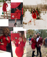 Load image into Gallery viewer, v28 Sweater Dress for Women Ribbed Knit Fitted midi Sexy Fall Winter Bodycon Cowl Neck Dresses (M,Red)
