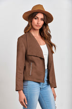 Load image into Gallery viewer, PRETTYGARDEN Women 2025 Fashion Fall Coats Outerwear Long Sleeve Open Front Crop Faux Suede Leather Jackets (Coffee,X-Large)
