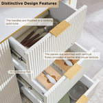 Load image into Gallery viewer, T4TREAM Fluted Sideboard Buffet Cabinet, Modern 60&quot; Buffet Table Coffee Bar Wine Bar Storage Console Cabinet, Accent Table for Dining Room, Living Room, Hallway (Off White)
