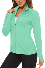 Load image into Gallery viewer, TACVASEN Women&#39;s Athletic Jackets UV Protection Shirts Running Jackets for Women UPF 50+ Long Sleeve Activewear Golf Shirt Mint Green
