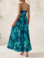 Load image into Gallery viewer, BTFBM Women Summer Floral Maxi Dresses Elegant Spaghetti Strap Dress Printed Party Dress Beach Long Dresses(Floral Lake Blue,Medium)
