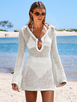 Load image into Gallery viewer, ANRABESS Women Beach Crochet Cover Ups Summer Knit Swimwear Mesh Bathing Suit Hollow Out Dress 2025 Vacation Swimsuit White
