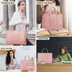 Load image into Gallery viewer, LOVEVOOK Laptop Bags for Women, 15.6 inch Waterproof Work Tote Bag with Clutch, Professional Teacher Computer Purse Lightweight Shoulder Bag Travel, Quilted Pink
