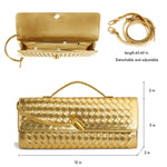 Load image into Gallery viewer, Jumping Deer Woven Clutch Purses for Women, Gold Clutch Formal Satchel Leather Evening Bag Shoulder Handbag, Gold

