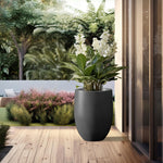 Load image into Gallery viewer, Kante 21.7&quot; H Natural Concrete Tall Planter, Large Outdoor Indoor Decorative Pot with Drainage Hole and Rubber Plug, Modern Round Taper Style for Home and Patio Burnished Black
