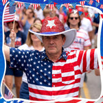 Load image into Gallery viewer, Glitopper American Flag Cowboy Hat 4th of July Patriotic White Blue Red Rhinestone Western Hat Accessories America Independence Day 250 Years Cap for Photo Prop Party Supplies
