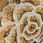 Load image into Gallery viewer, Boutique De FGG Round Flower Clutch Purse Women Rose Crystal Evening Bag Party Floral Rhinestone Clutch Wedding Handbag,Mini,Gold
