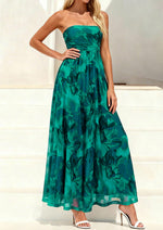 Load image into Gallery viewer, PRETTYGARDEN Women Strapless Maxi Dress 2026 Summer Floral Tube Top Ruched Beach Spring Wedding Guest Long Dresses (Floral Green,Medium)
