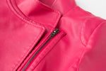 Load image into Gallery viewer, chouyatou Women's Stylish Oblique Zip Slim Faux Leather Biker Outerwear Jacket (Medium, Rose)
