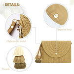 Load image into Gallery viewer, Aovtero Straw Clutch Purse Women Crossbody Bag Summer Beach Shoulder Bags Envelope Wallet Handbags (Light Brown)
