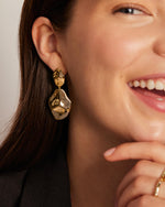 Load image into Gallery viewer, PAVOI 14K Yellow Gold Plated 925 Sterling Silver Posts Teardrop Statement Dangle Earrings | Lightweight Hammered Drop Dangle Earrings for Women
