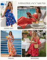 Load image into Gallery viewer, GRACE KARIN 2026 Women's Spaghetti Vacation Sundress Summer Beach Flowy Boho Floral Maxi Dresses with Pockets Blue Pink Floral M
