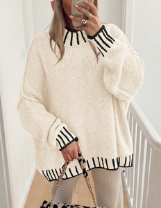 PRETTYGARDEN Women's 2025 Fall Oversized Pullover Sweaters Long Sleeve Mock Neck Chunky Knit Jumper Tops Winter Clothing (White,Medium)