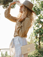 Load image into Gallery viewer, SWEETV Straw Purse Woven Beach Bag Summer Straw Clutch Purse Boho Crossbody Bags for Women Small Raffia Shoulder Bag
