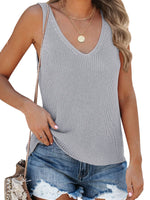 Load image into Gallery viewer, Tutorutor Womens Summer Sleeveless V Neck Sweater Vest Fall Knitted Loose Cami Tank Tops Gray
