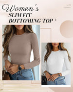 Load image into Gallery viewer, Ficerd 3 Pack Women's Ribbed Long Sleeve Tops, Crew Neck Slim Fit Knit Undershirts Basic Casual Stretch Layering Tee Shirts(Black, Khaki, White,Medium)
