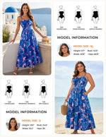Load image into Gallery viewer, GRACE KARIN 2026 Women's Spaghetti Vacation Sundress Summer Beach Flowy Boho Floral Maxi Dresses with Pockets Blue Pink Floral M
