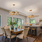 Load image into Gallery viewer, Siljoy Modern Crystal Chandelier 16 Lights Luxury Gold Round 2 Tiers Raindrop Chandelier Dimmable Flush Mount Crystal Ceiling Light for Dining Room Living Room Entryway Foyer D31.5&#39;&#39;
