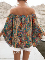 Load image into Gallery viewer, Floerns Women&#39;s Boho Off Shoulder 3/4 Bell Sleeve Summer Blouse Top Multi Paisley S
