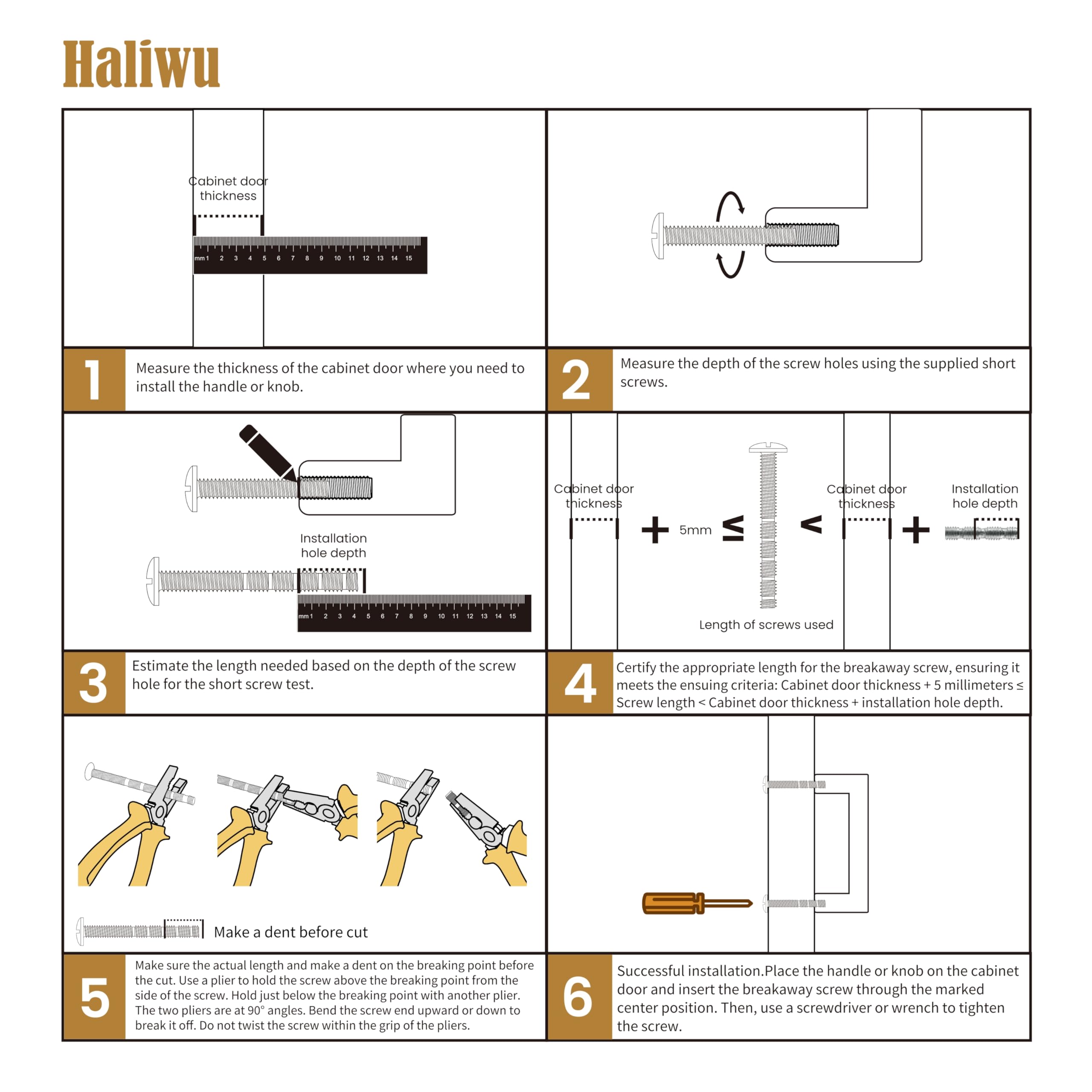 Haliwu 10 Pack Brushed Nickel Cabinet Pulls, Cabinet Handles Brushed Nickel, Barrel Handles Gold Kitchen Hardware Pulls, 5 inch Hole to Hole Center