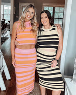 Load image into Gallery viewer, Arach&amp;Cloz Women's 2 Piece Sets 2026 Summer Mom Outfits Matching Clothing Fall Dressy Vacation Striped Tank Top Midi Skirt Going Out Date Night Sweater A-Line Suits(pink-orange,S)
