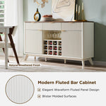 Load image into Gallery viewer, OKD Fluted Wine Bar Cabinet for Liquor, 60&quot; Modern Coffee Bar Cabinet w/Wine &amp; Glass Rack, Large Buffet Sideboard w/ 3 Storage Drawers &amp; Adjustable Shelves for Home, Dining Room, Kitchen, Solid White
