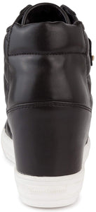 Juicy Couture Womens Wedge Sneakers High Top Womens Sneakers with Wedge, Wedgies Sneakers for Women-Journey 8 Black
