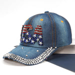 Load image into Gallery viewer, Budsmile American USA Baseball Caps Rhinestone Bling Sparkle Independence Day 4th of July Hats Adjustable Patriotic Baseball Cap for Women Men Trucker Summer Sun Stars Stripes Ball Cap
