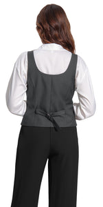 Load image into Gallery viewer, Foucome Womens Suit Vest Double Breasted V-Neck Fashion Dressy Casual Waistcoat Vest for Women (Grey, M)
